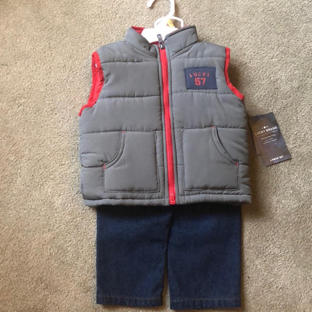 Lucky Brand Vest and Jeans Set 12 months